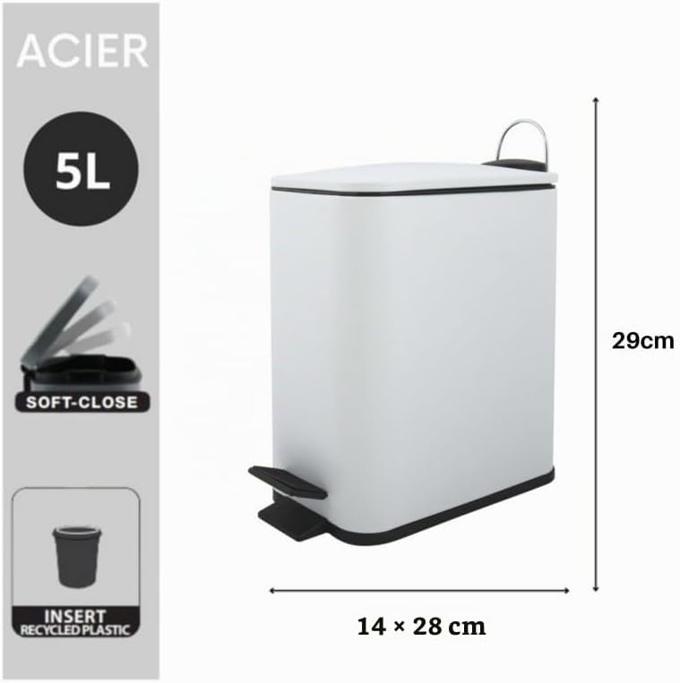 Spirella Kosmetikeimer 5 Liter Edelstahl mit Absenkautomatik und Inneneimer Erik Badezimmer Mülleime