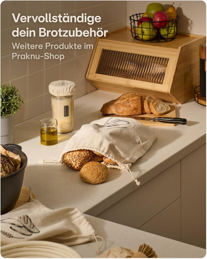 Praknu Brotkasten Holz Gross – 40x33cm Brotbox mit zusätzlicher Ablagefläche – Brot Aufbewahrungsbox