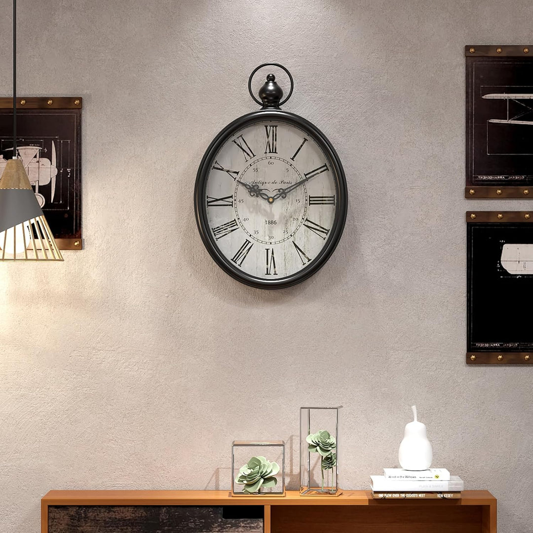 Menterry Rechteck Retro-Wanduhr, altmodisches antikes Design, rustikaler Vintage-Stil, batteriebetri