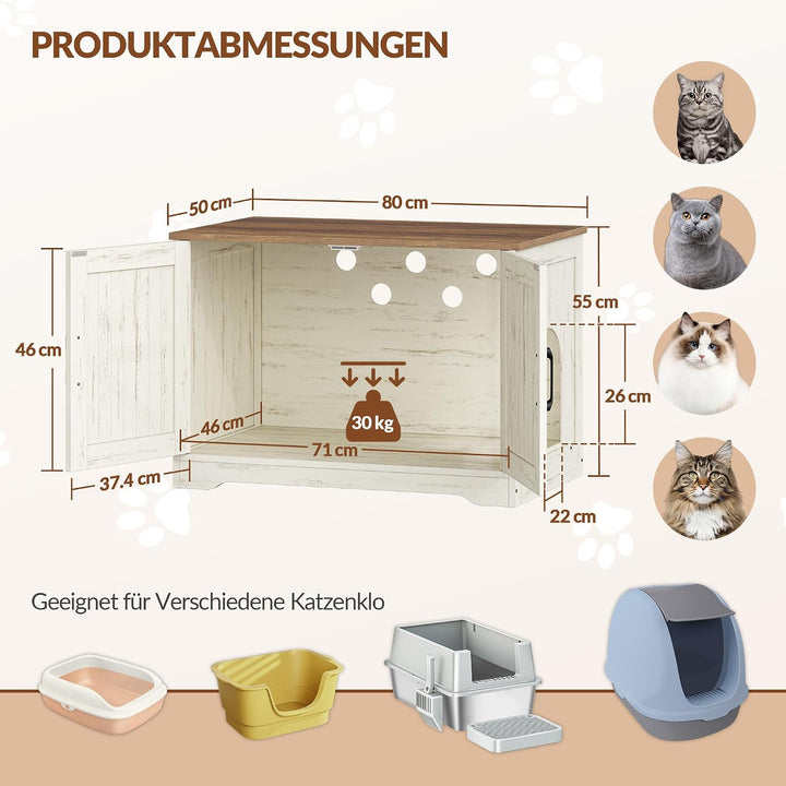 Katzenklo Schrank, Katzenklo Versteckt Schrank Möbel, Katzenhaus Holz, Katzenschrank Beistelltisch m