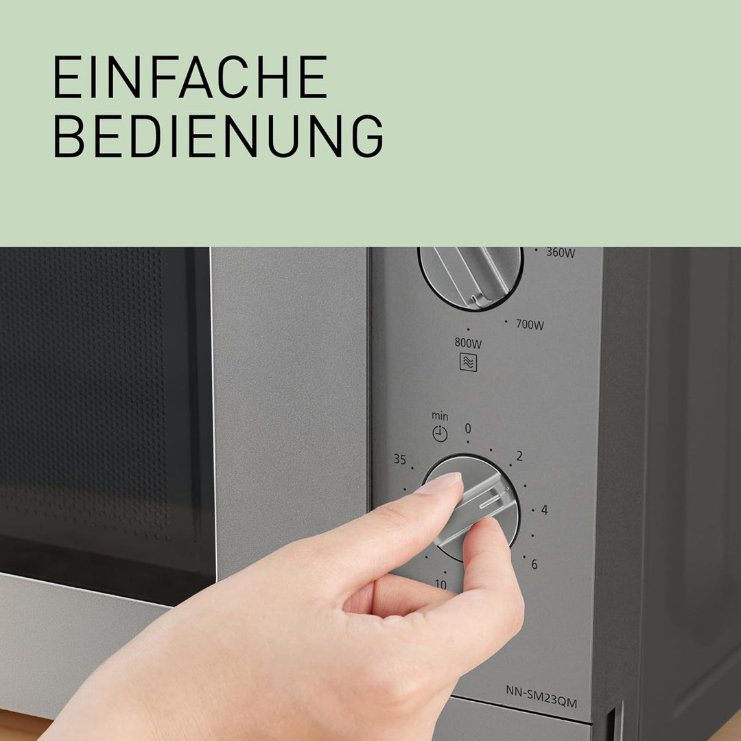 Panasonic NN-SM23QMEPG 20L Solo-Mikrowelle mit Glasschale, 800 W, Auftaueinstellung, 5 Leistungsstuf