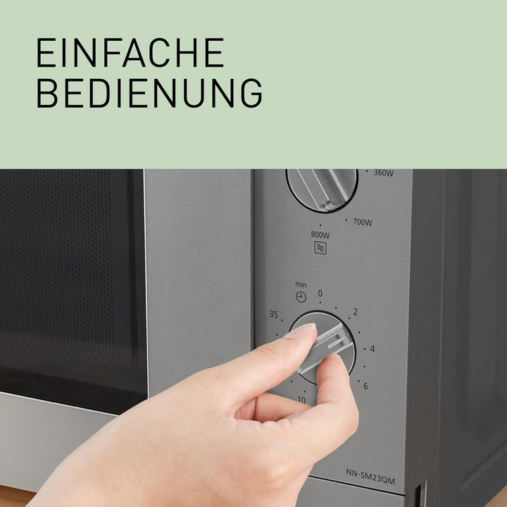 Panasonic NN-SM23QMEPG 20L Solo-Mikrowelle mit Glasschale, 800 W, Auftaueinstellung, 5 Leistungsstuf