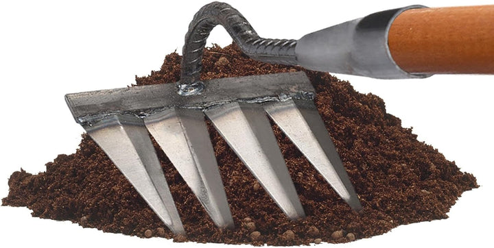 Garden Harke, 4 Zahnstahl Rechen Garten Unkrauthacke, Unkraut Entferner Gerät, Garten Unkrautstecher
