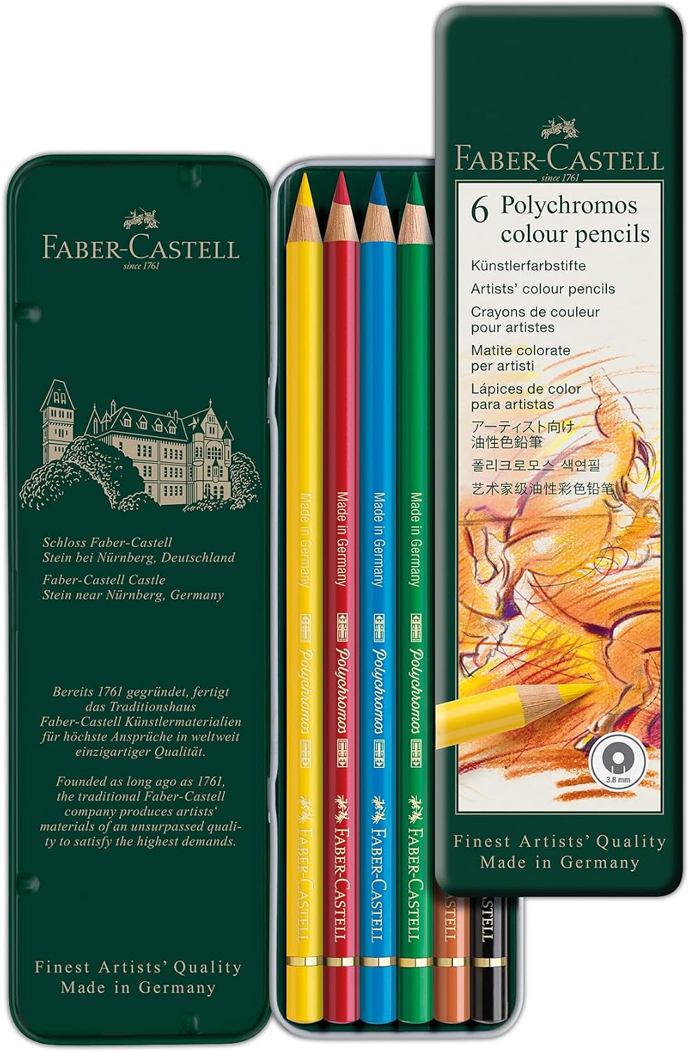 Faber-Castell 110096 Farbstifte Polychromos 24er Metalletui und Bleistift 9000 jumbo Set