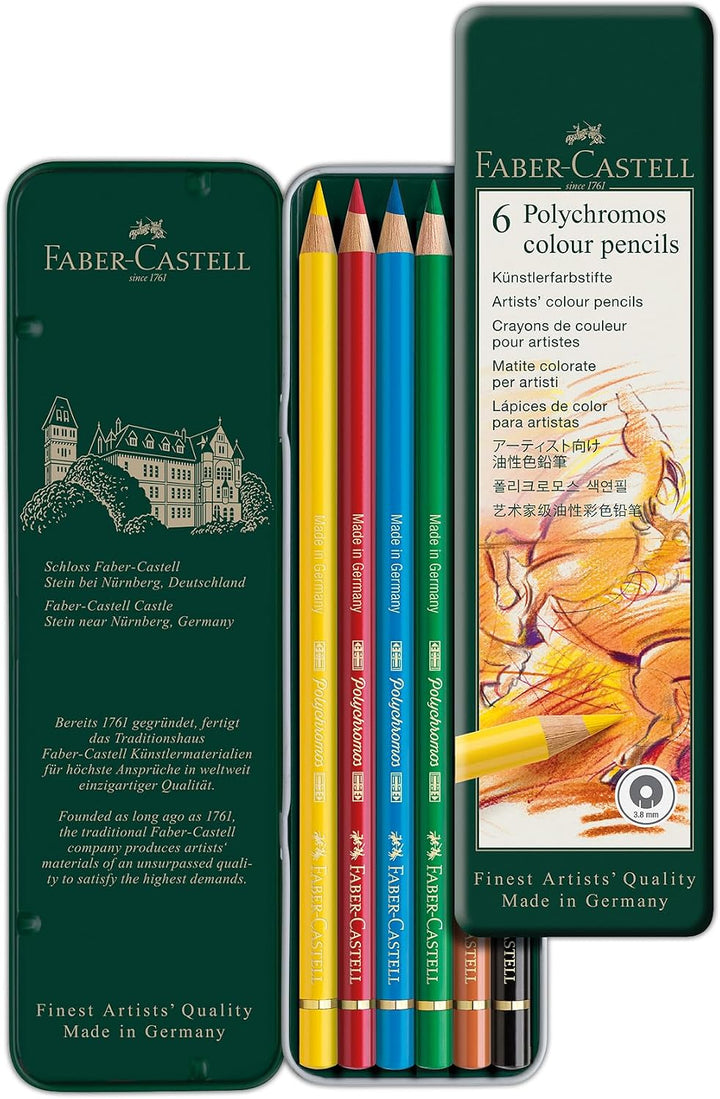 Faber-Castell 110096 Farbstifte Polychromos 24er Metalletui und Bleistift 9000 jumbo Set
