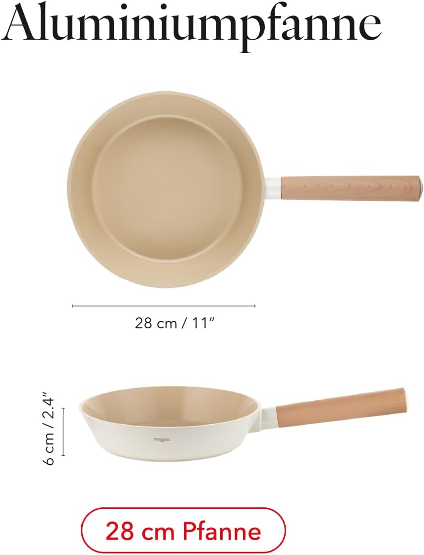 FLORINA Nube Aluminium - Bratpfanne | 28 cm | Induktionsgeeignet | Kratzfeste Keramikbeschichtung |