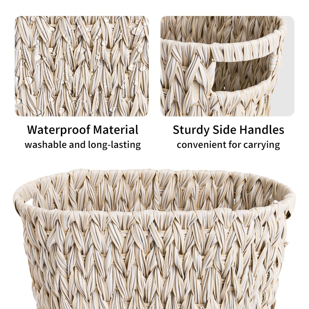 GRANNY SAYS Wicker Papierkorb, Geflochtener Mülleimer, Wasserdichter Abfalleimer mit Griffen, Gefloc