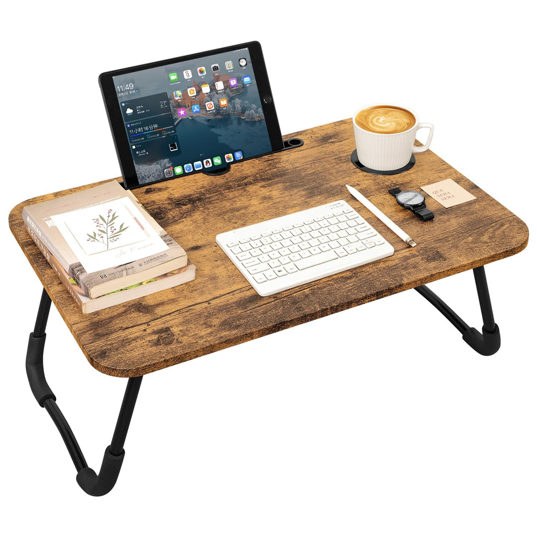 Lap Desk Klappbarer Laptop-Tisch Tragbarer Betttisch mit Halterungen für Tassen und Tablets Kleine p