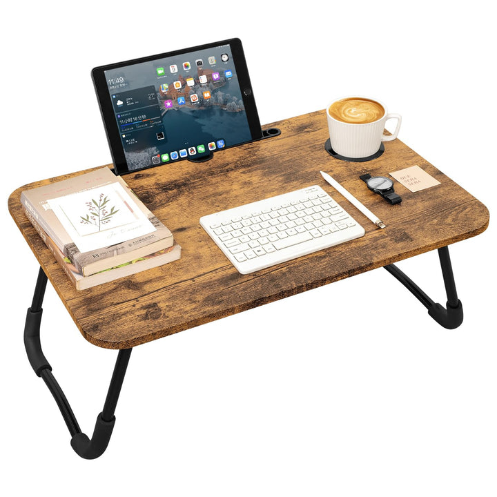 Lap Desk Klappbarer Laptop-Tisch Tragbarer Betttisch mit Halterungen für Tassen und Tablets Kleine p