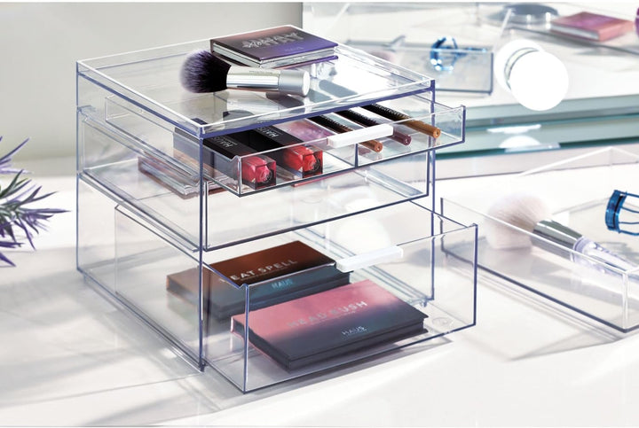 iDesign Make-up Organizer, Schmink Aufbewahrung mit 3 Schubladen aus der Signature Series by Sarah T