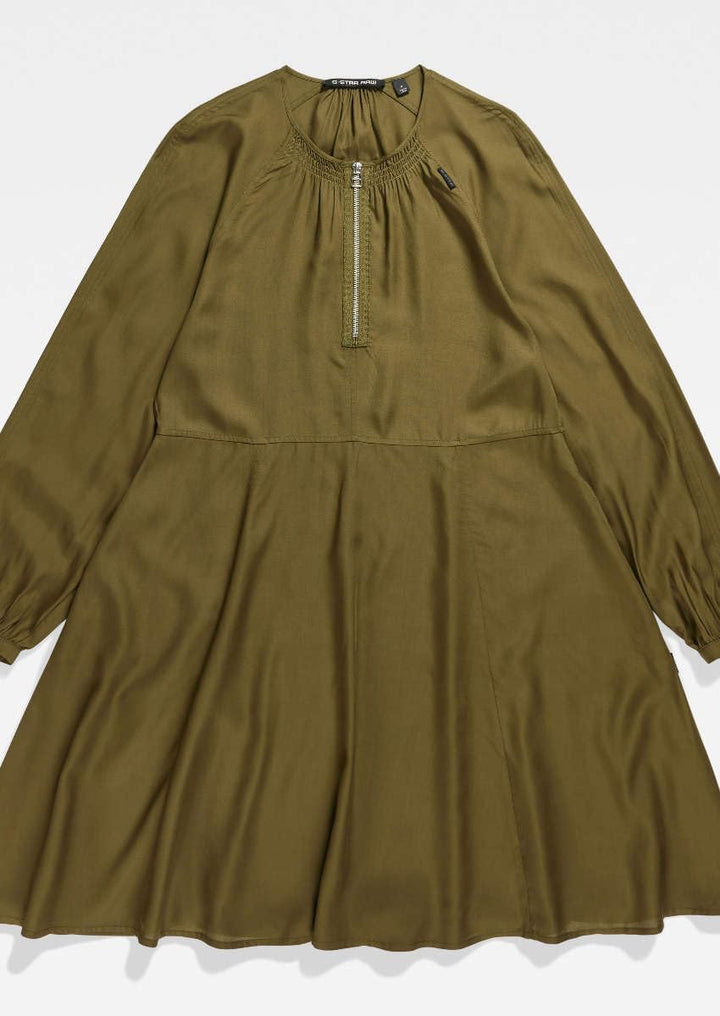 G-STAR RAW Damen Short Flared Long Sleeve Dresses XXS Grün (Dark Olive D23603-d297-c744), XXS Grün (
