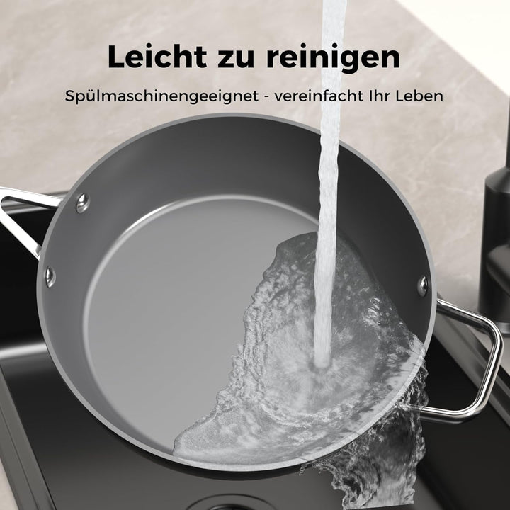 28cm Keramik Pfanne mit deckel, DiamondTitan-Keramikbeschichtung, Antihaft Keramik Bratpfanne mit Ed