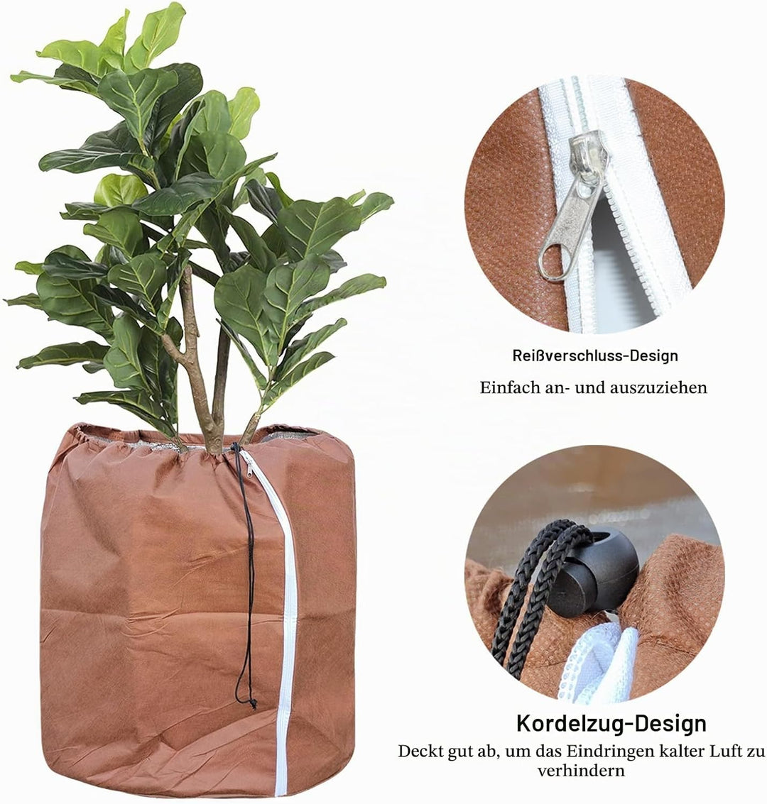 Tesmotor Thermo Topfschutz, Topfpflanzen Schutzbeutel für Pflanzen, Winter Topfschutz mit Zugband -