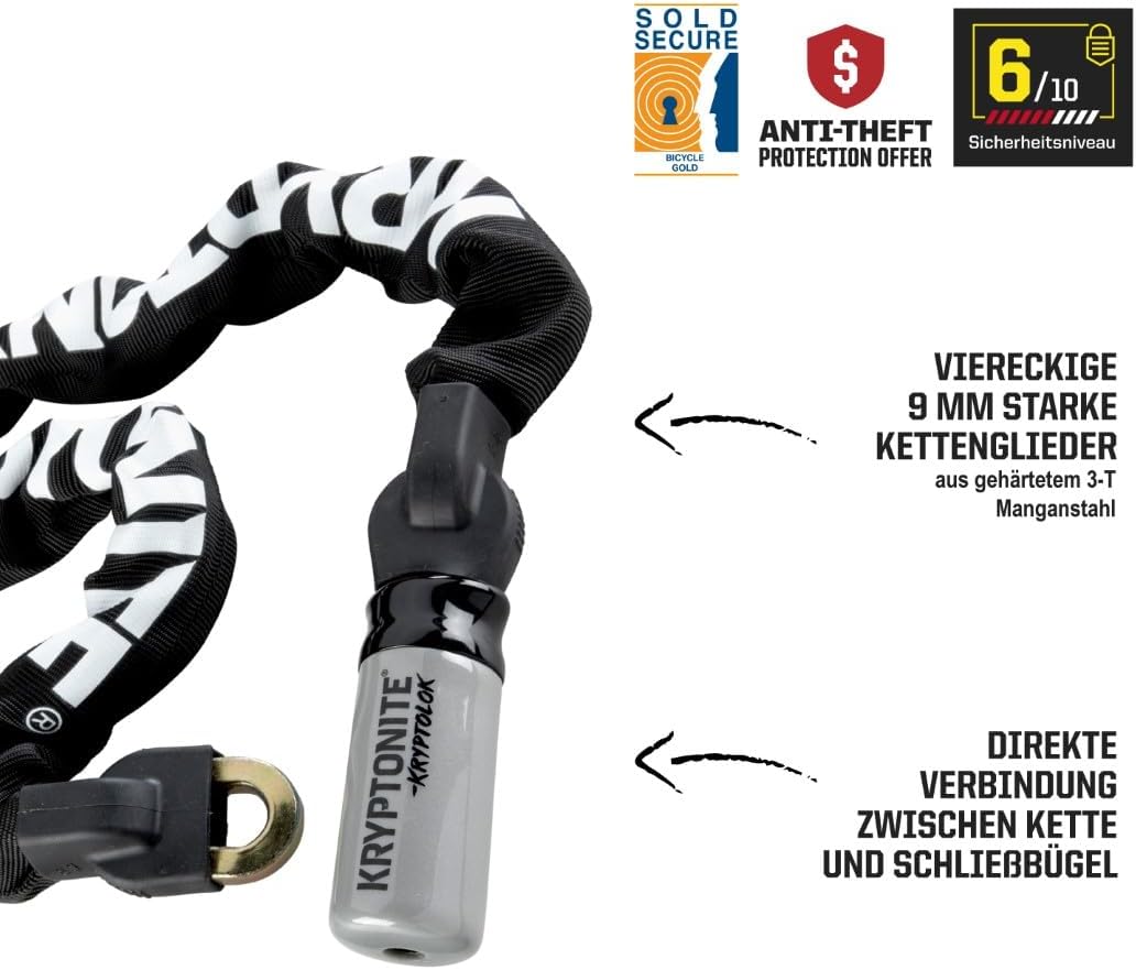 Kryptonite Integrated Chain Locks, integrierte Kette Evolution 1090 35,5" Unisex Erwachsene Einheits