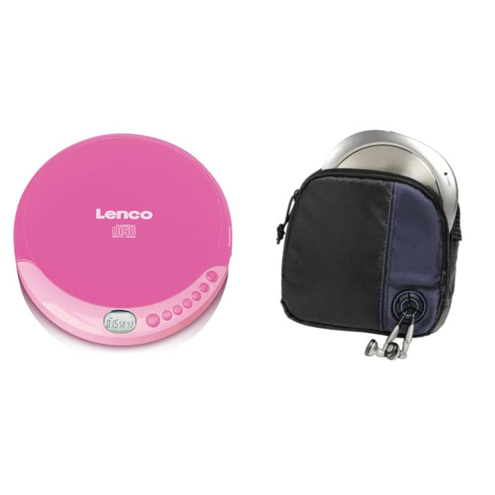Lenco CD-011 Tragbarer CD-Player Walkman - Diskman - CD Walkman - Pink & Hama CD-Player-Tasche für D