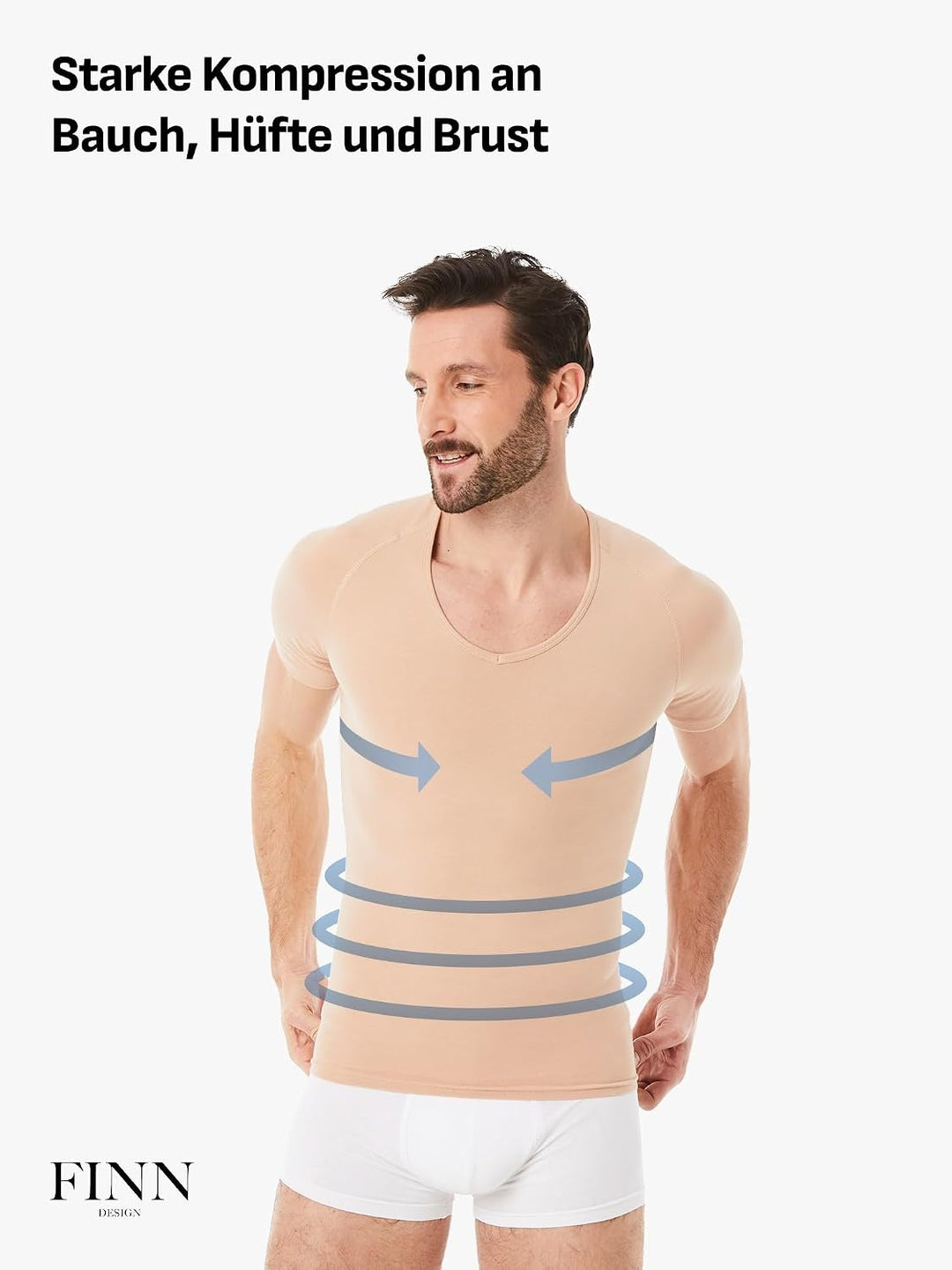 FINN figurformendes Kompressions-Unterhemd Herren - Shapewear Kurzarm Shirt mit Bauch-Weg Effekt - B