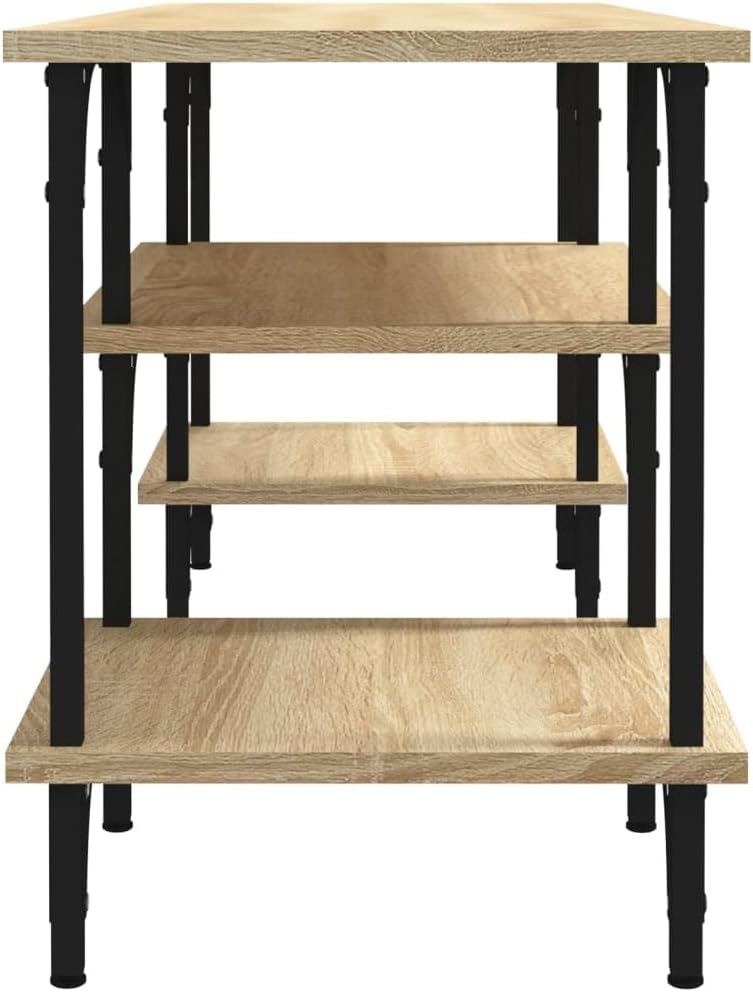 Tidyard TV Schrank mit 3 Ablagen Versehen Lowboard Fernsehtisch Fernsehschrank TV Möbel Holzwerkstof