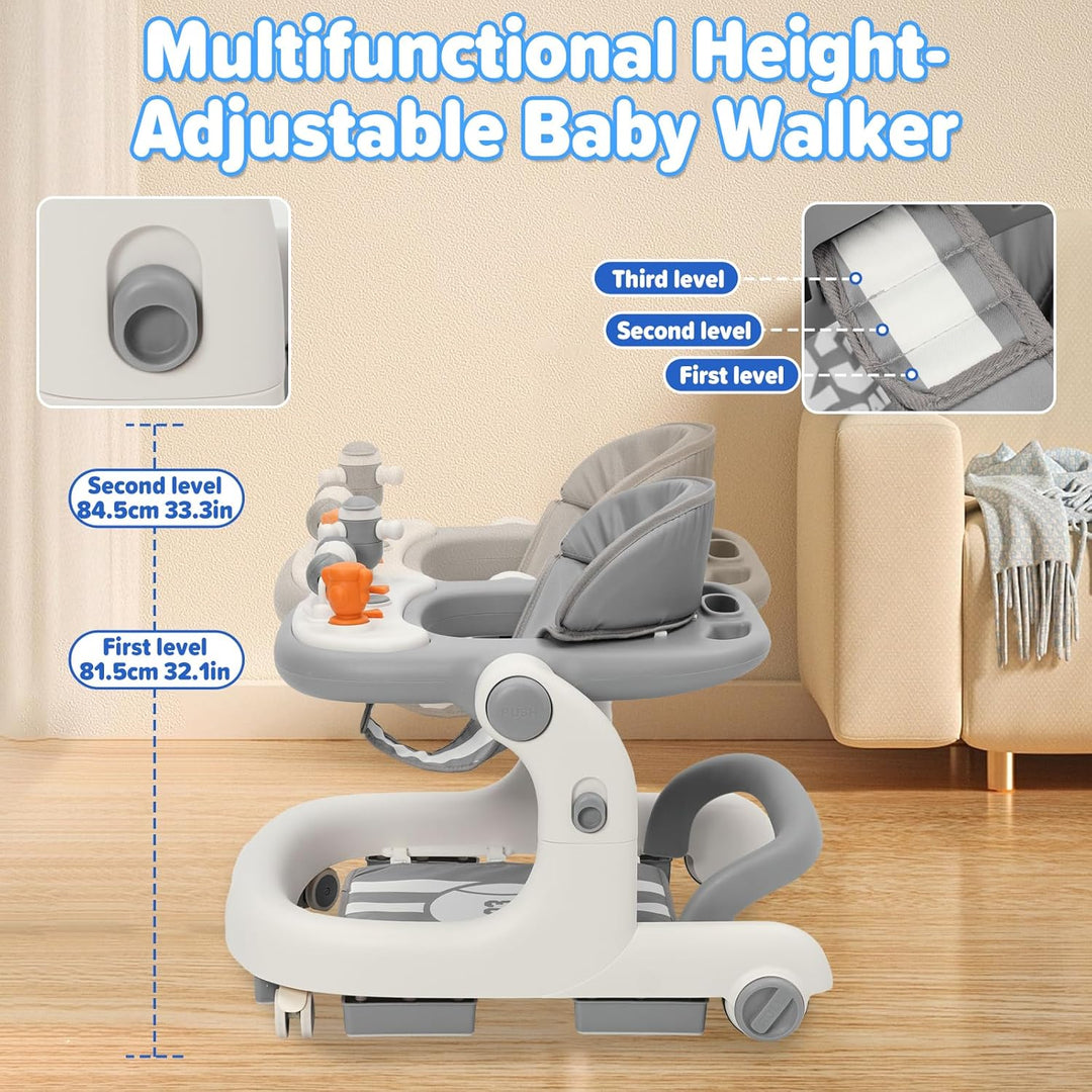 Siairo 3 in 1 Lauflernhilfe Baby Lauflernhilfe mit einstellbarer Höhe & Geschwindigkeit Rollen, Lich