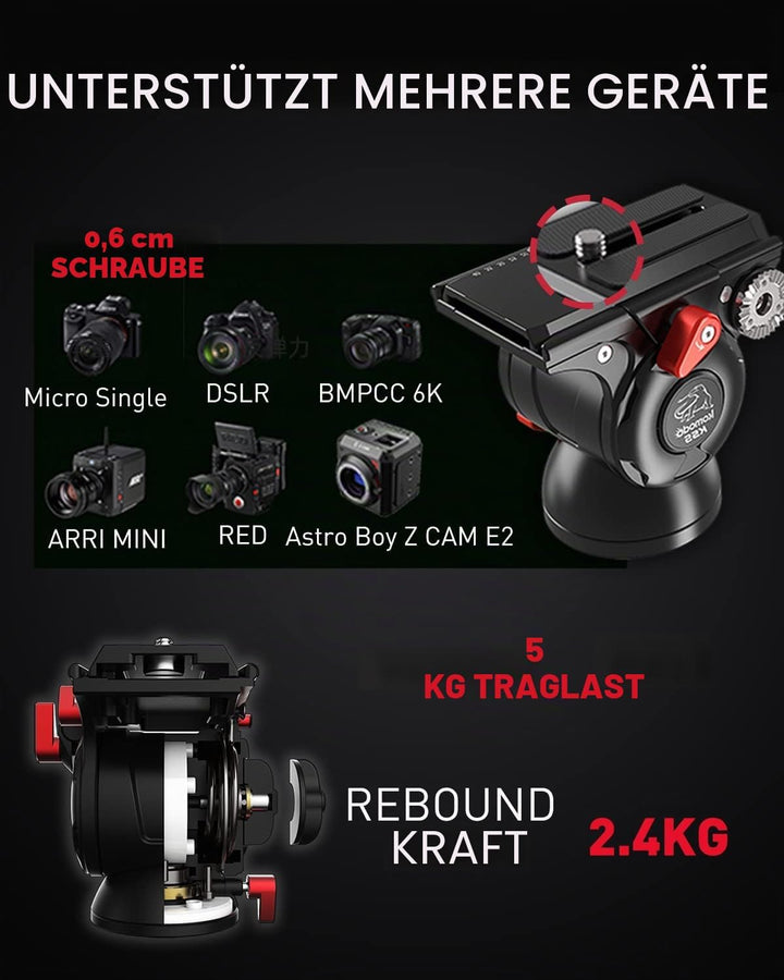 IFOOTAGE Komodo K5S Kamera kugelkopf,Stativköpfe,Videokopf mit Blase Wasserwaage,Fluid-Videoneiger S
