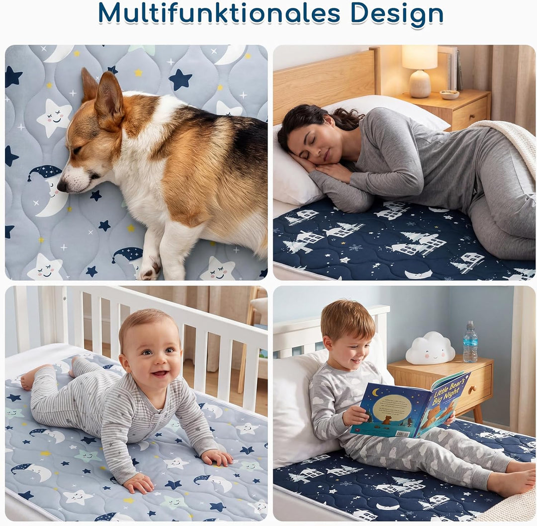 2er-Pack Bettunterlage Wasserdicht Kinder, Waschbar PIPI Unterlage Bett Kinder, Betteinlage Inkontin