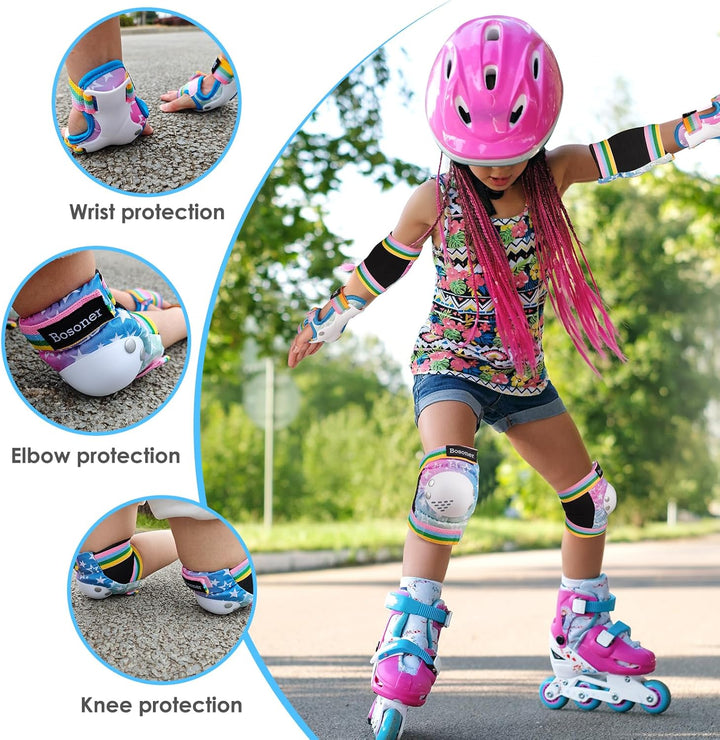 BOSONER Knieschoner Kinder Schoner Inliner Protektoren 6er Set Schützer Inliner Inline Skates Knie U