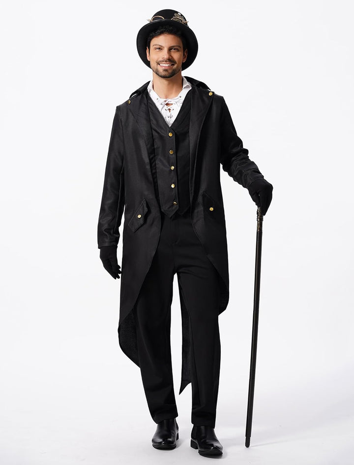 FYMNSI Herren Gothic Steampunk Frack Mantel Männer Mittelalter Viktorianischen Jacke Für Karneval Fa