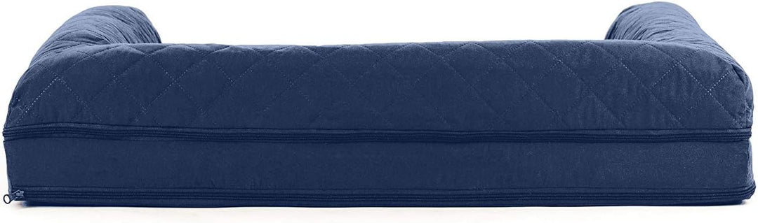 Furhaven Large Orthopedic Dog Bed Quilted Sofa-Style w/Removable Washable Cover - Navy, Large Navy L