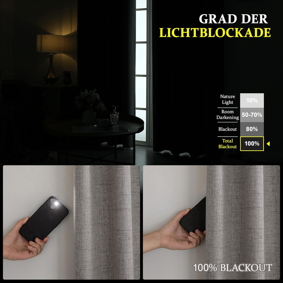 CUCRAF Vorhang Blickdicht Gardinen mit Ösen Hellgrau - 100% Verdunklungsvorhang Ösenschal Vorhänge 2