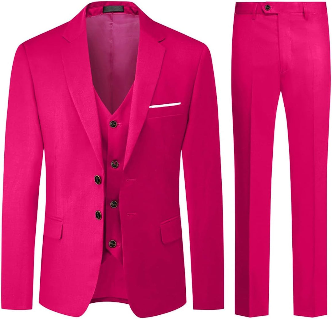 Allthemen Herren Anzug 3-teilig Slim Fit Einreihig Zwei Knöpfe Hochzeit Smoking Anzug Blazer Weste H