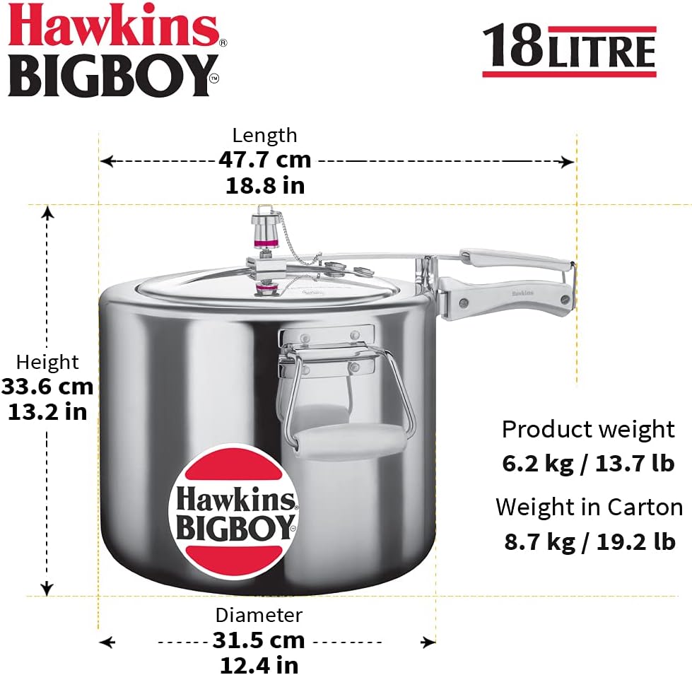 HAWKINS E20 Schnellkochtopf/Kochgeschirr, Aluminium, Silber 18 Liter, 18 Liter