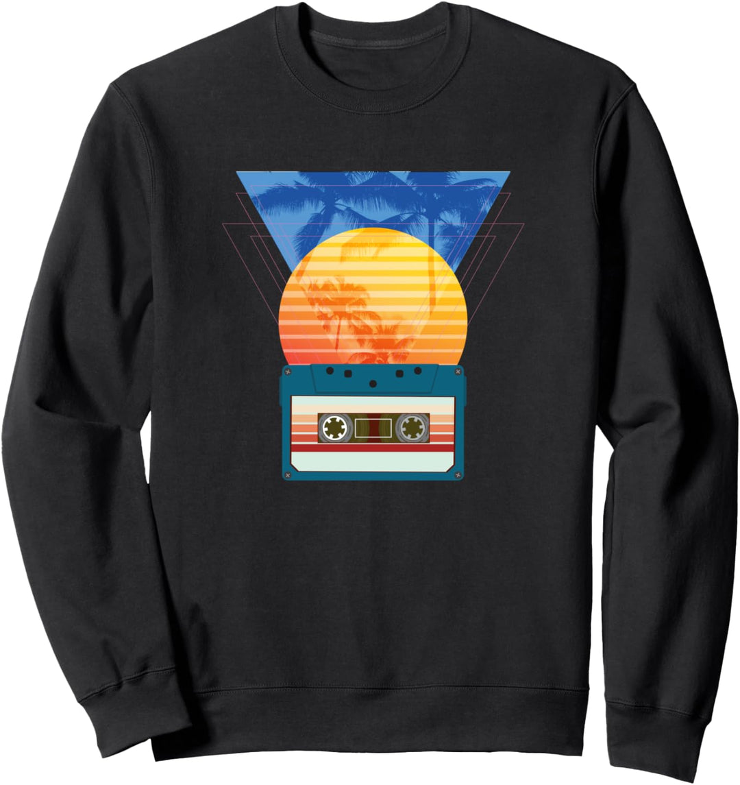 Retrowellen-Synthwellen-Dampfwellenkassette Sonnenuntergang Sweatshirt