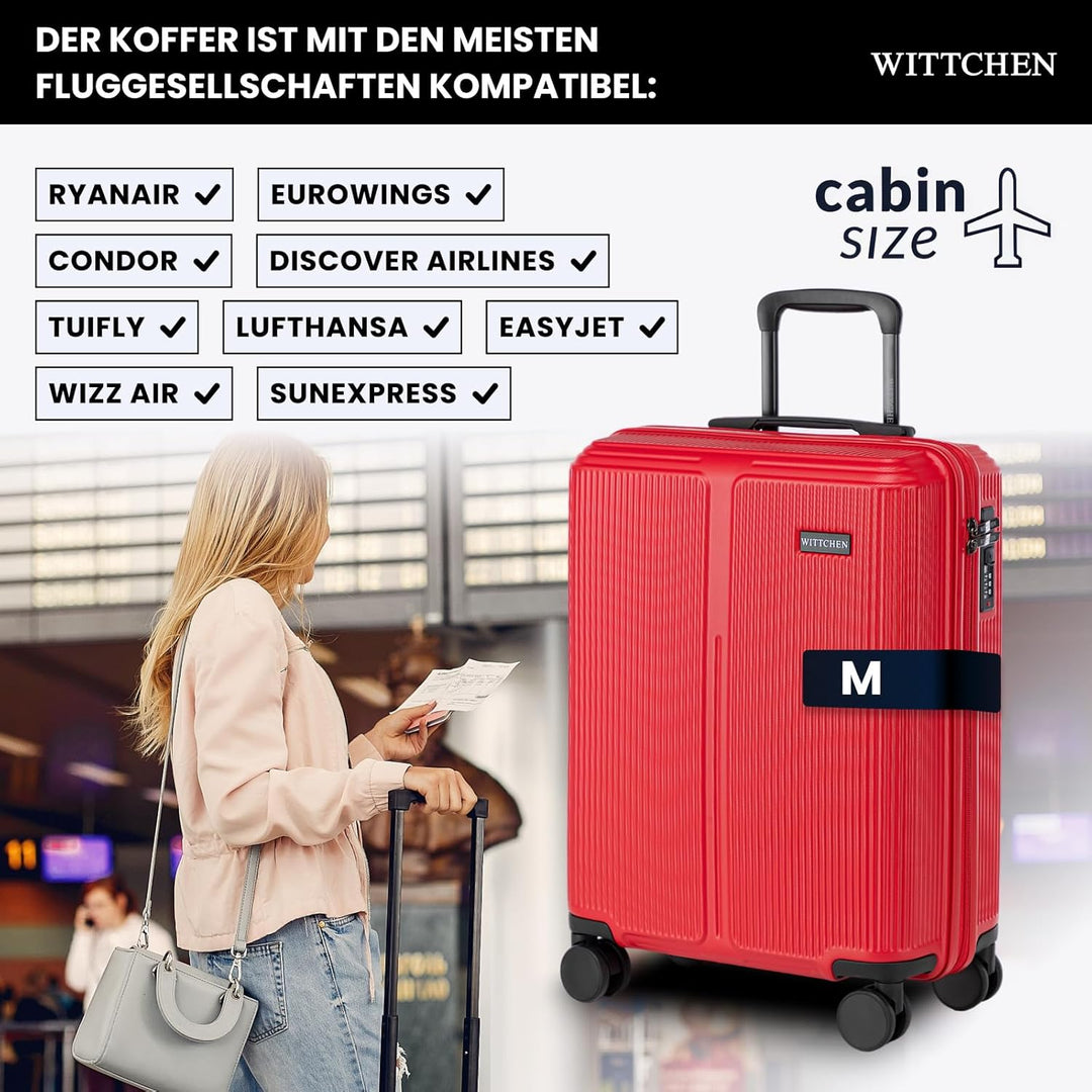 WITTCHEN Stripes Line | Kabinenkoffer 55 × 39 × 20 cm (M) | Hartschale ABS handgepäck Koffer 36 l, 4
