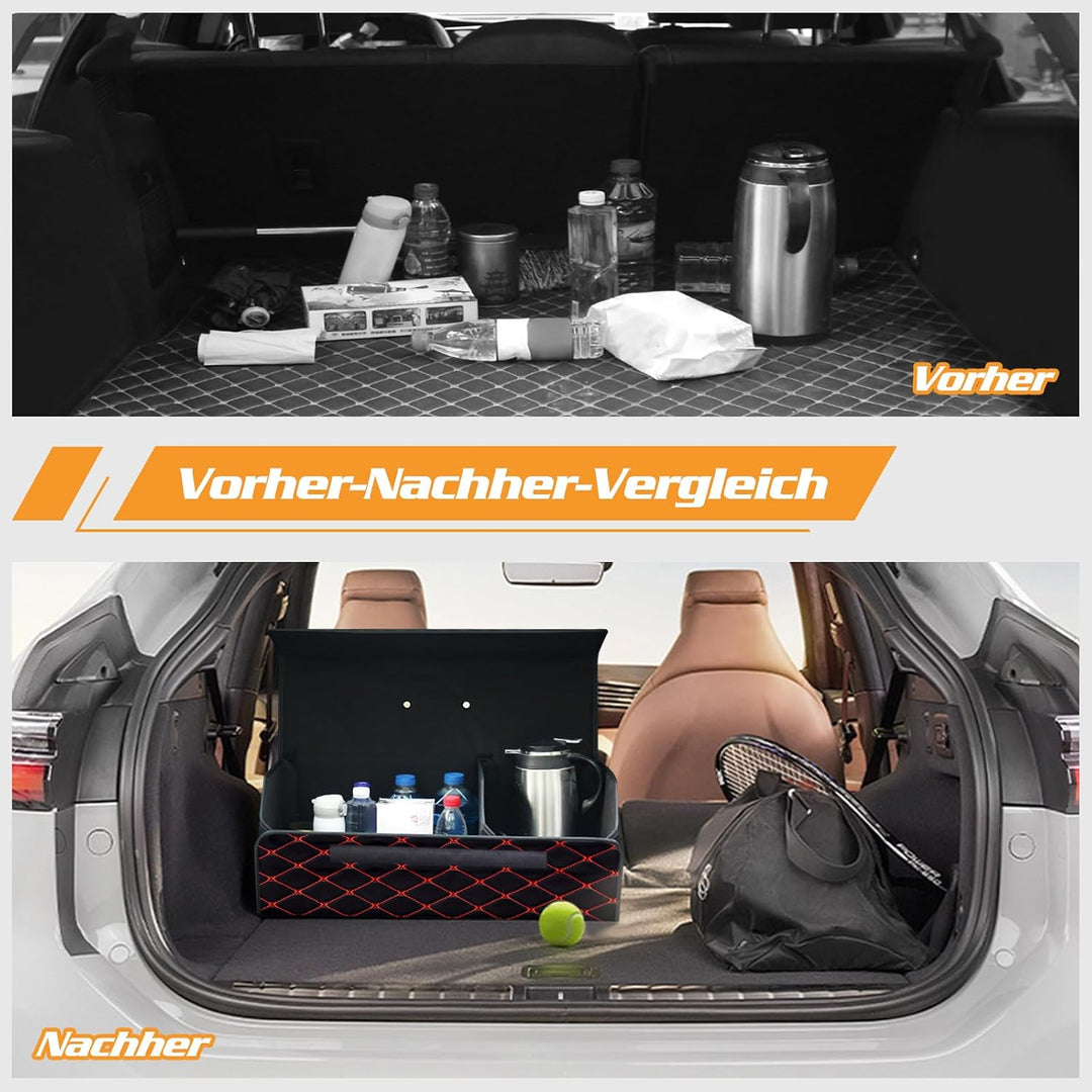 Ergocar Kofferraum Organizer Luxus-PU-Leder Aufbewahrungstasche Organizer Wasserdicht Faltbar Koffer