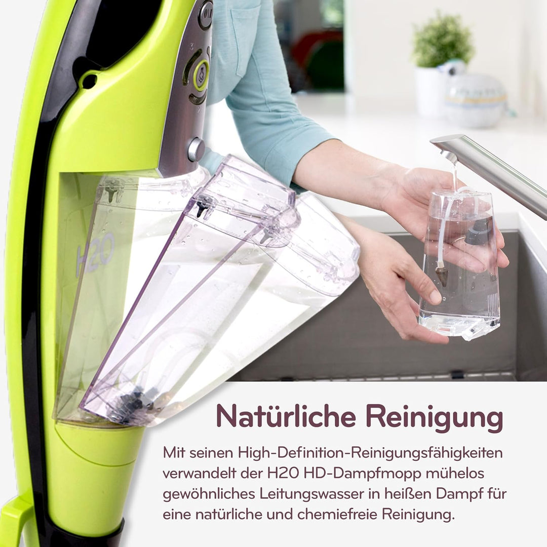 H2O HD Dampfreiniger & Dampfbesen - Tötet 99,9% der Bakterien ohne Reinigungschemikalien (H20 HD Ste