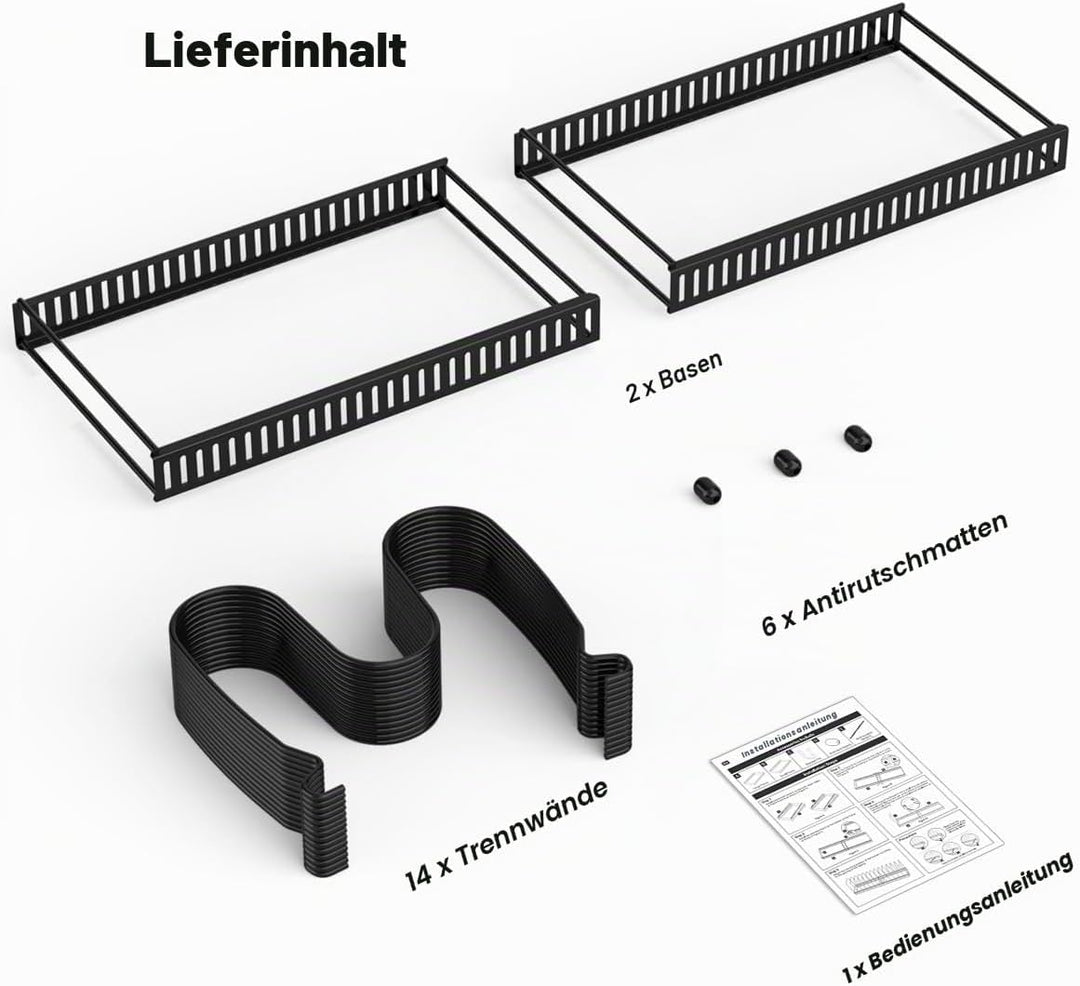 Housolution Pfannenhalter für Schublade, Erweiterbarer Topfdeckelhalter mit 14 Verstellbaren Teiler,
