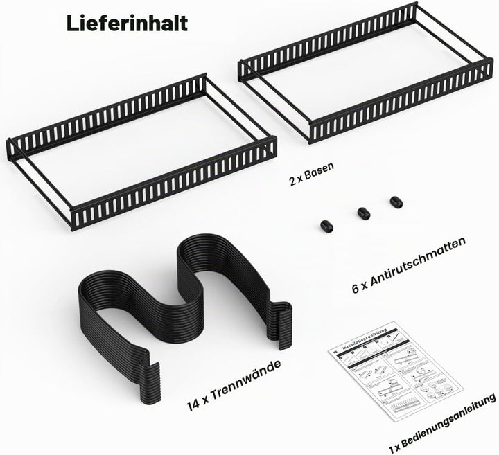 Housolution Pfannenhalter für Schublade, Erweiterbarer Topfdeckelhalter mit 14 Verstellbaren Teiler,