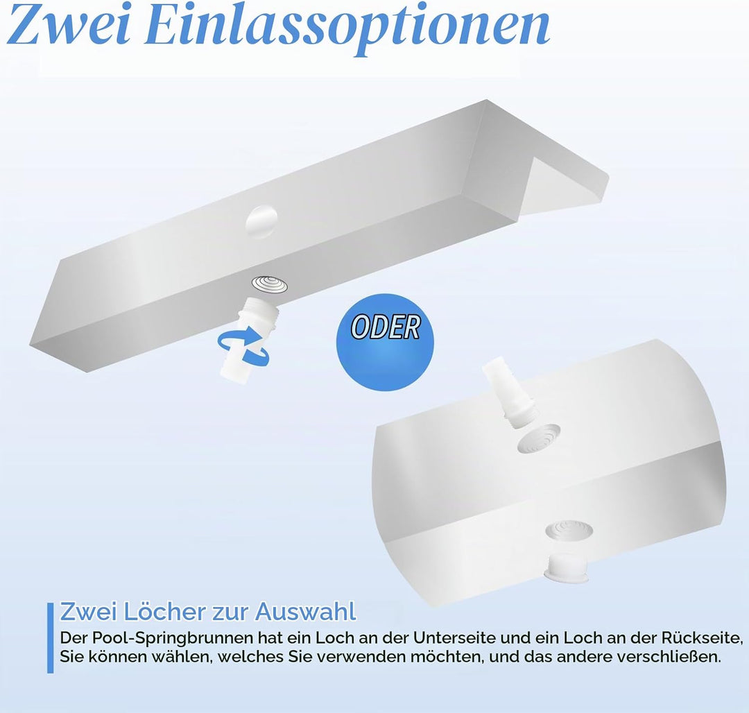 Pool Brunnen Edelstahl Teich Wasserfall Spillway Kits für Innen-/Aussendekorativ, 90x20x10cm Pool Wa