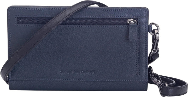 Josephine Osthoff Handy Umhängetasche mit Geldbörse, handgemacht aus 100% Echtleder, Clutch für Dame