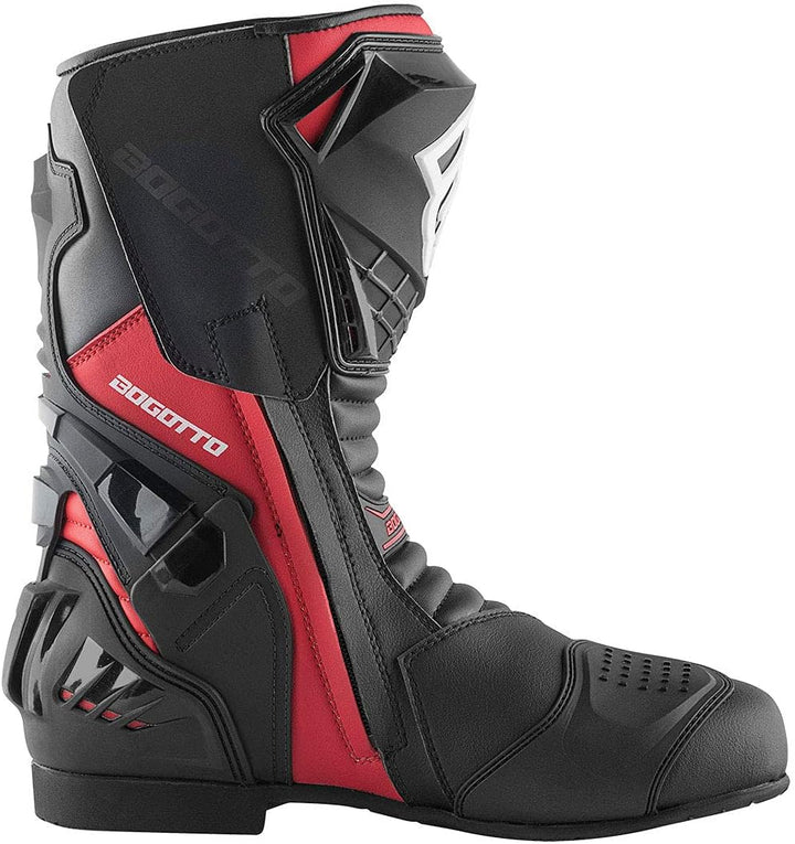 Bogotto Assen Motorradstiefel, schwarz/rot, 40 Schwarz Rot 40 EU, Schwarz Rot 40 EU