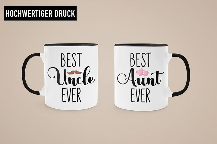 Trendation - Bester Onkel und Beste Tante Geschenk Set Tassen Geschenkidee für Tante und Onkel Gebur