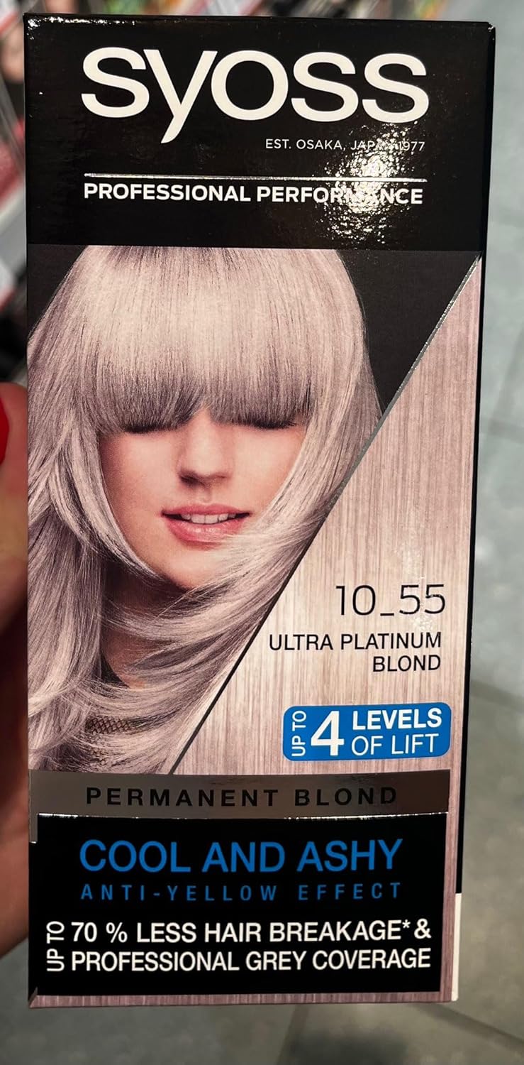 Syoss Blond Cool Blonds Haarfarbe, Haarfarbe, 10-55 Platinum Blond Stufe 3, 3er Pack (3 x 115 ml) Si