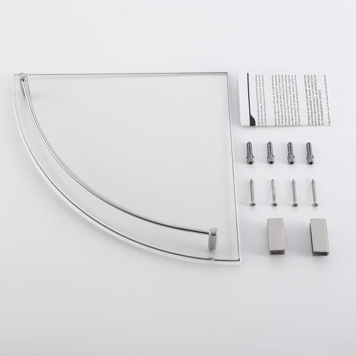 KES Duschablage Glas Eckregal Glasregal 7 mm Hartglas Glasablage für Badezimmer Regal Wandregal Dusc