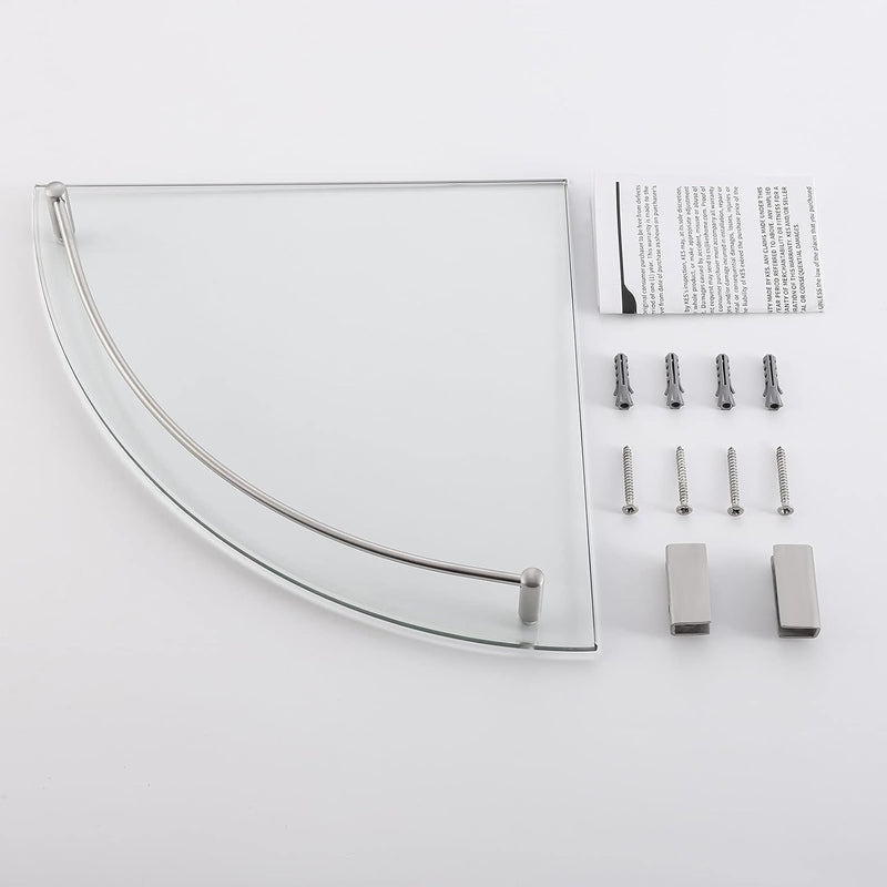 KES Duschablage Glas Eckregal Glasregal 7 mm Hartglas Glasablage für Badezimmer Regal Wandregal Dusc