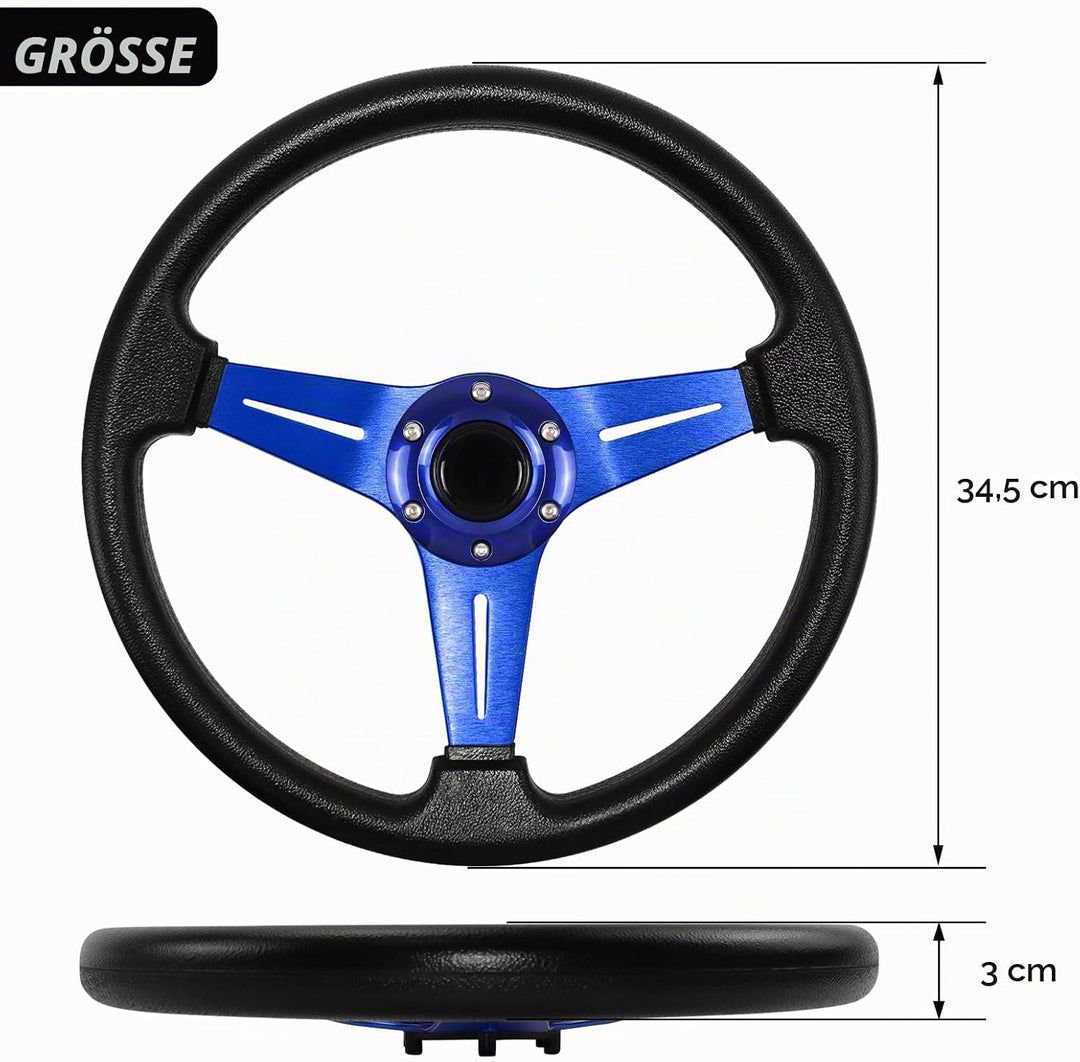 Acclcors Universal Rennlenkrad, Drifting-Lenkrad,Gaming Rennlenkrad 13.6" 6 Schrauben Grip Vinyl Led