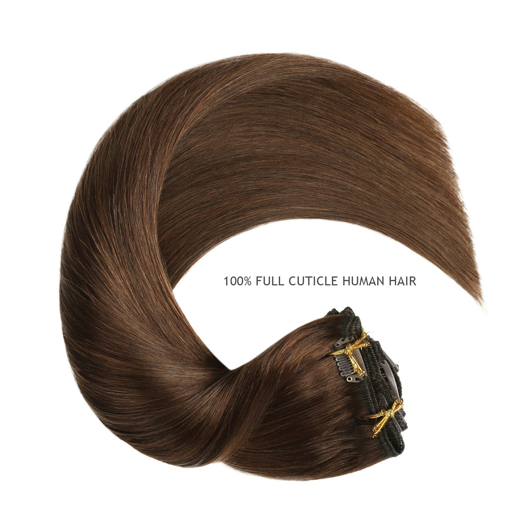 YILITE Clip in Extensions Echthaar 40cm 100% Echthaar Extensions Clip 16 Zoll 8 Stück 120g Unsichtba