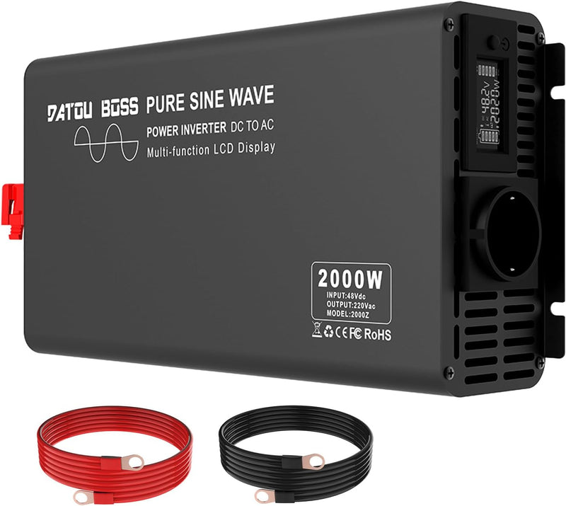DATOUBOSS Wechselrichter 48V auf 230V Reiner Sinus 2000W Spannungswandler Spitzenleistung 4000W mit