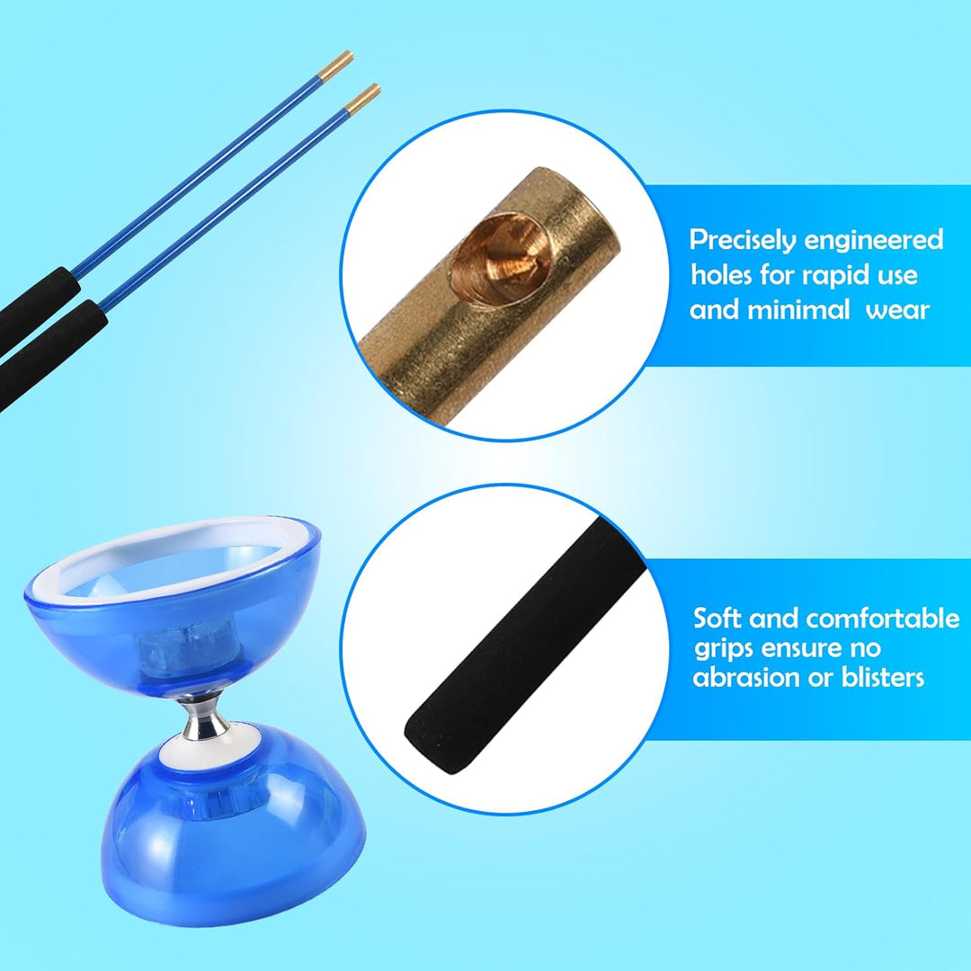 SagaSave Dreifach gelagerte Yoyo Diabolo Spielzeug mit professioneller Stange, langlebige transparen