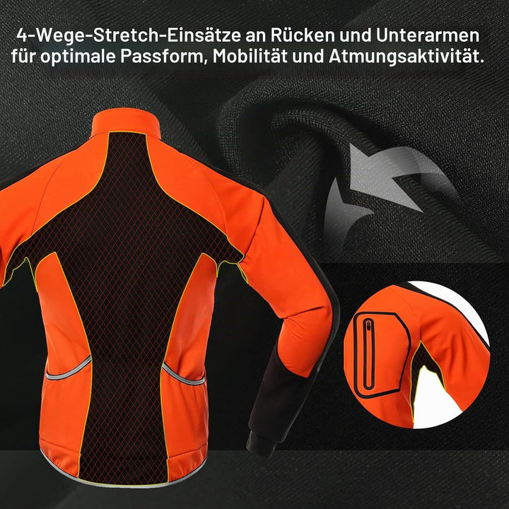 BERGRISAR Herren Fahrradjacke für Winter, Softshell Thermo Winddichte Wasserdicht Atmungsaktiv Radsp