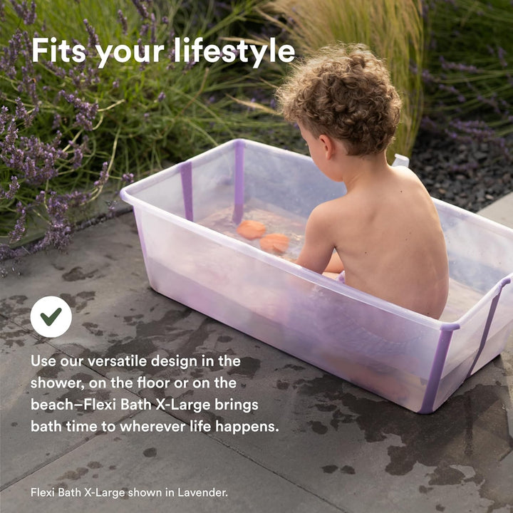 Stokke Flexi Bath X-Large, Ocean Blue - Geräumige faltbare Babybadewanne - Leichte Konstruktion & ei
