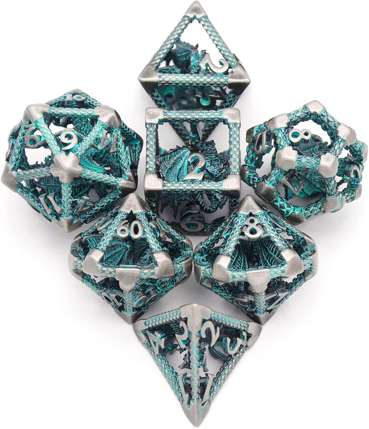 DND Würfel, Metall Spielwürfel Dungeons and Dragons Würfel Set HNCCESG Hohle 3D Drachen D&D Würfel P